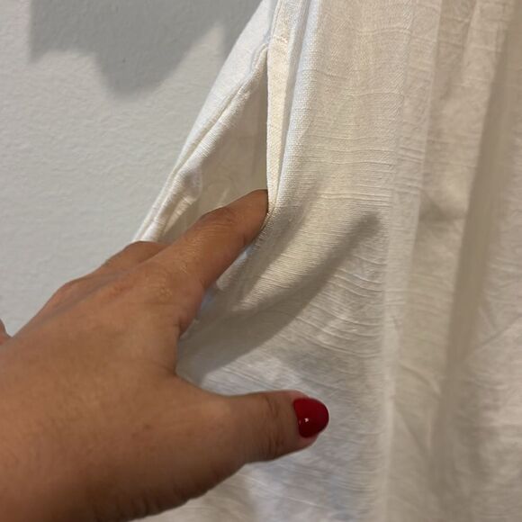 NWT FAHERTY Ramona Organic Cotton Shift Dress Egret White Puff Sleeve Top Small‌ - Picture 5 of 14